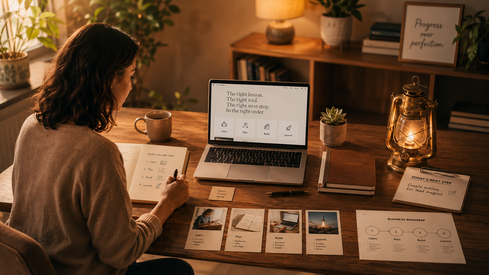 A Careful Circle decision workspace with notes, tools and a laptop.